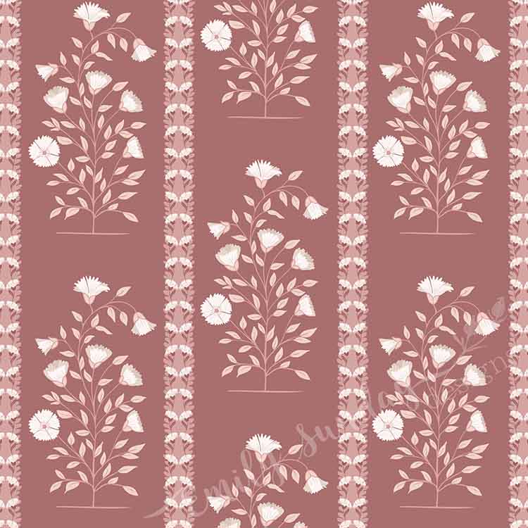 Boteh Paisley Stripe Charcoal peel and stick wallpaper pattern swatch